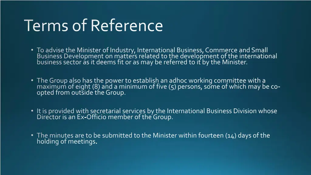 terms of reference