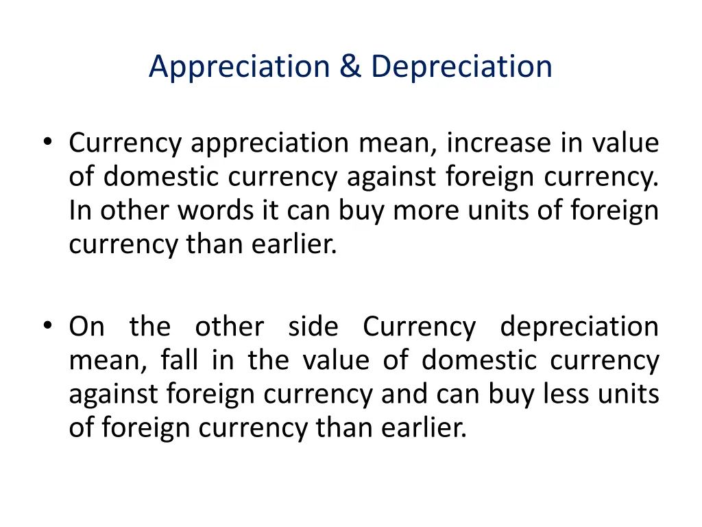 appreciation depreciation