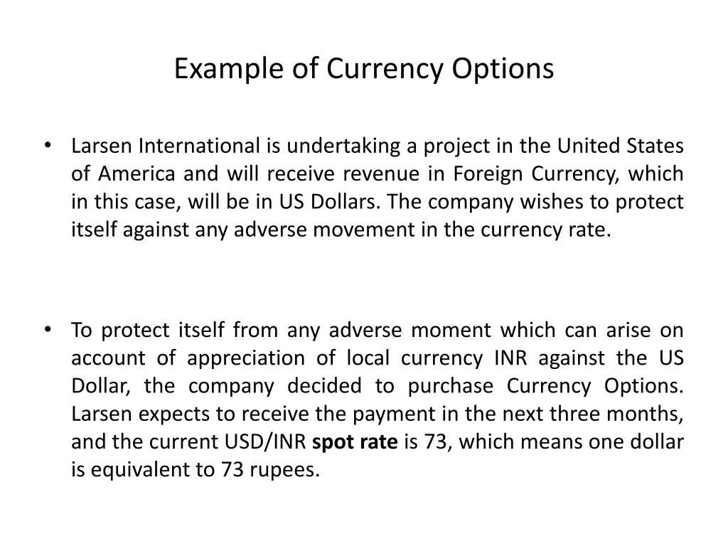 example of currency options