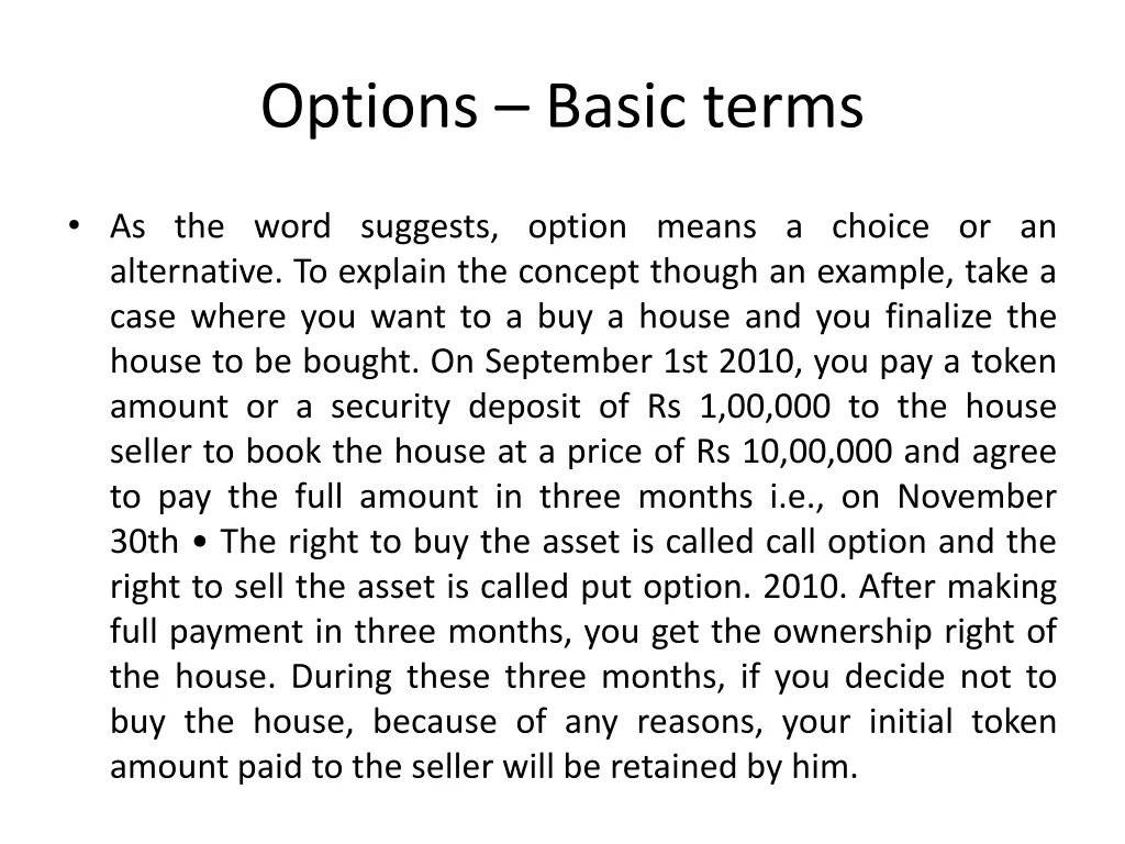 options basic terms