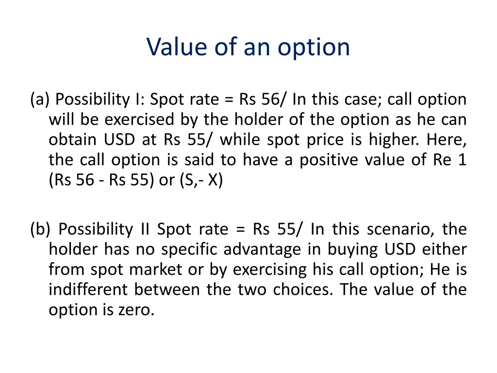 value of an option 1