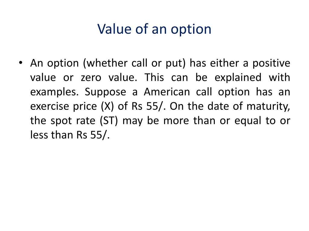 value of an option