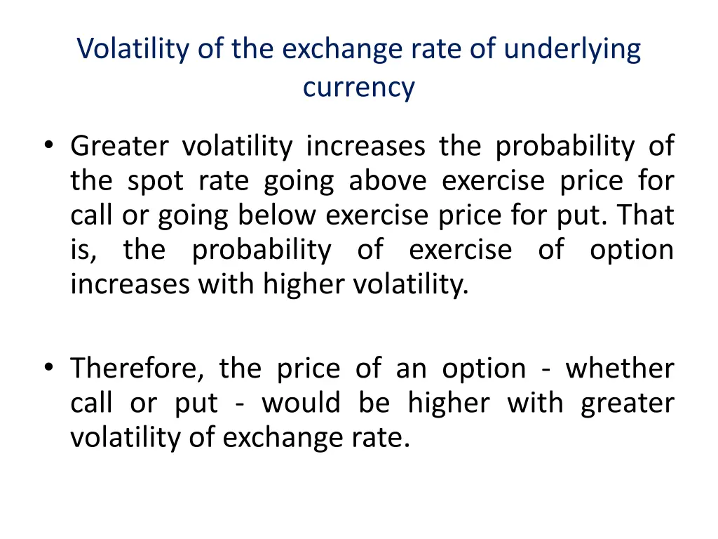 volatility of the exchange rate of underlying