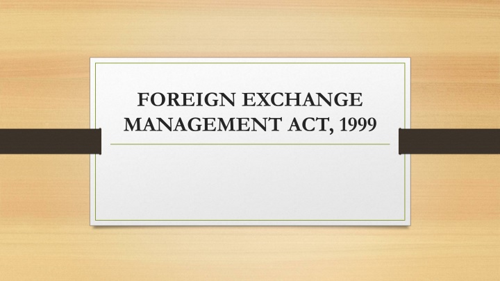 foreign exchange management act 1999