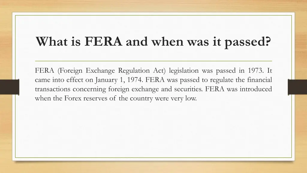 what is fera and when was it passed