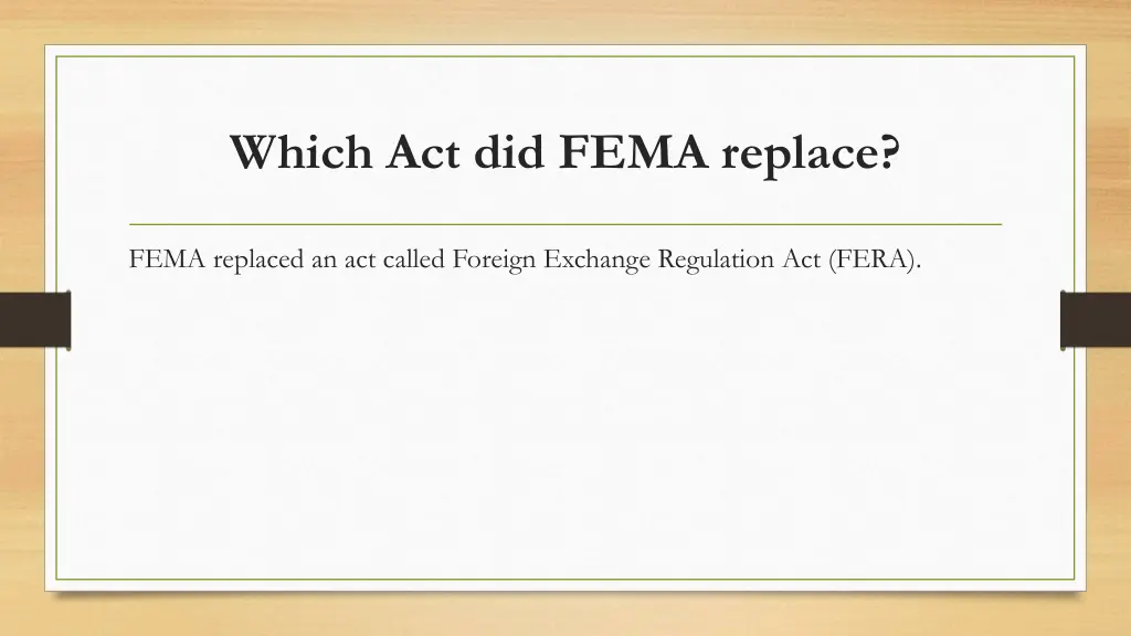 which act did fema replace