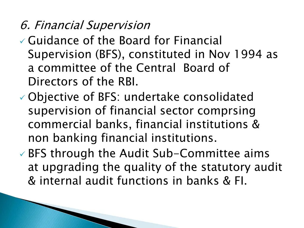 6 financial supervision guidance of the board