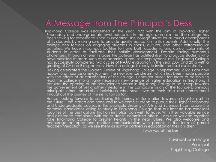 a message from the principal s desk tingkhong