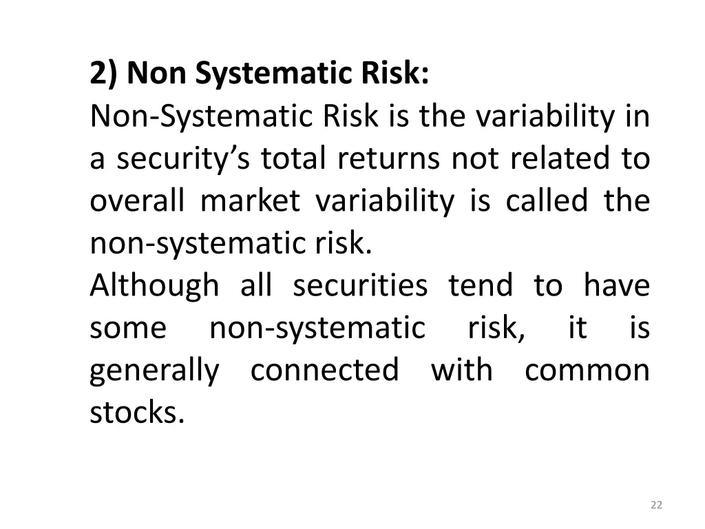 2 non systematic risk non systematic risk