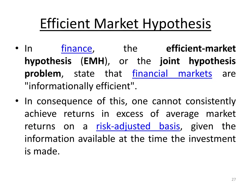 efficient market hypothesis