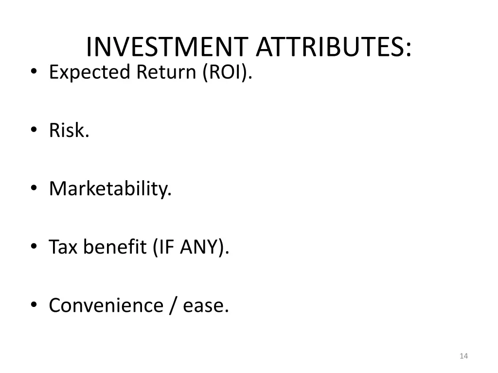 investment attributes