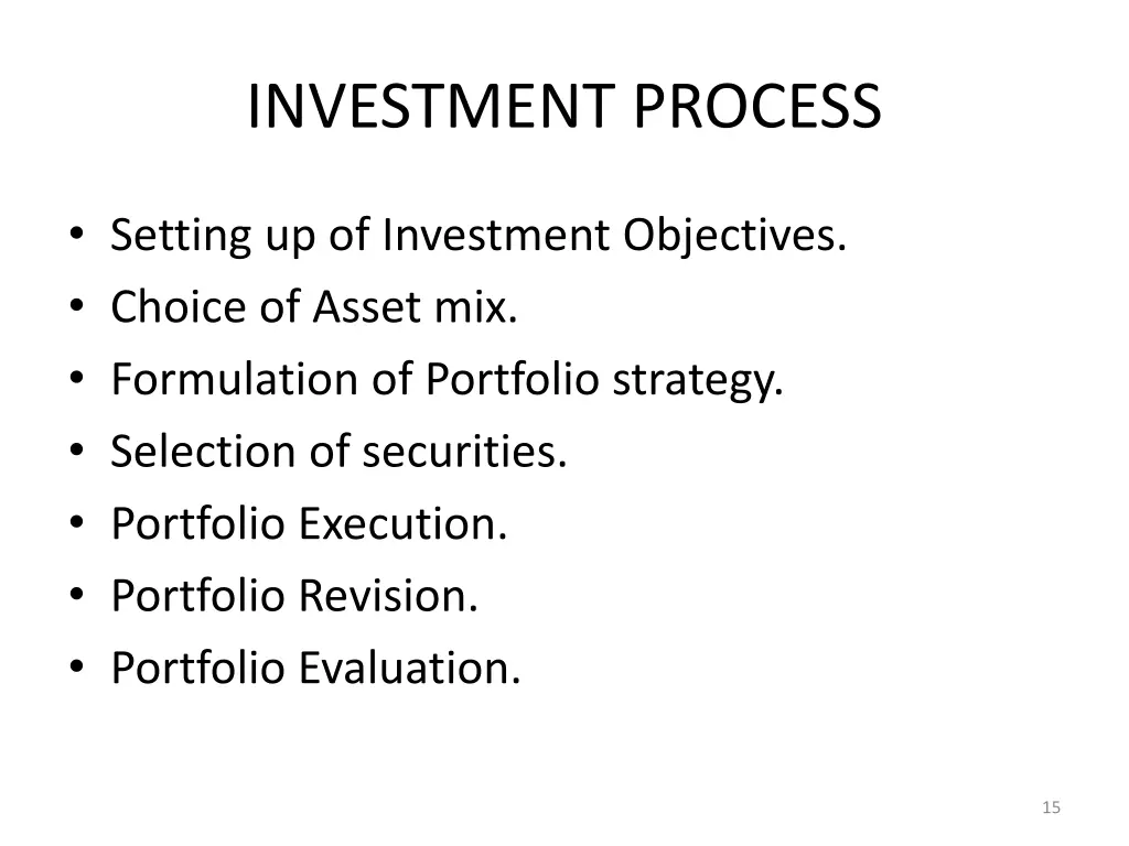 investment process