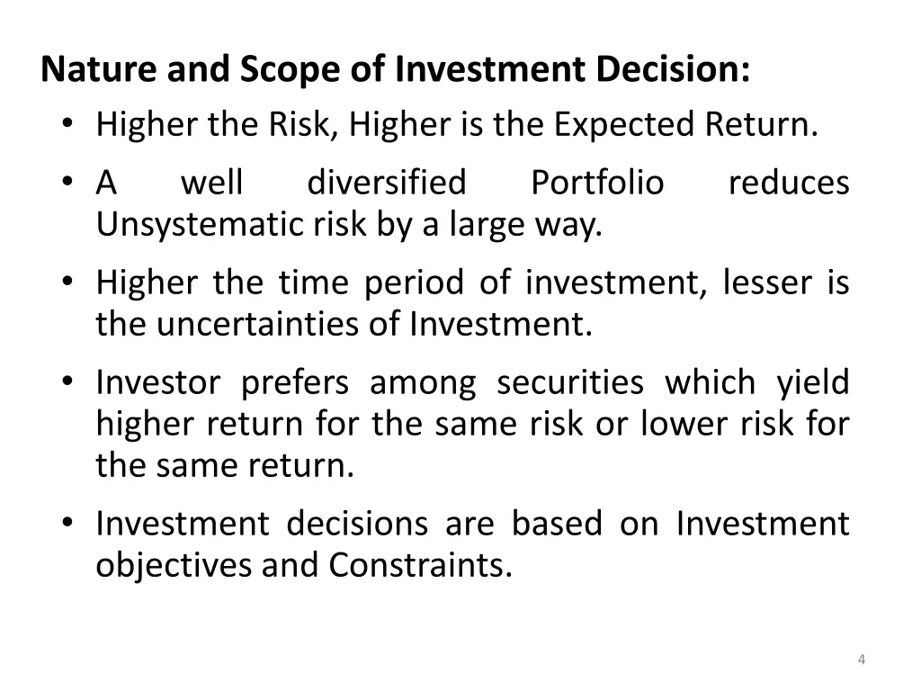 nature and scope of investment decision