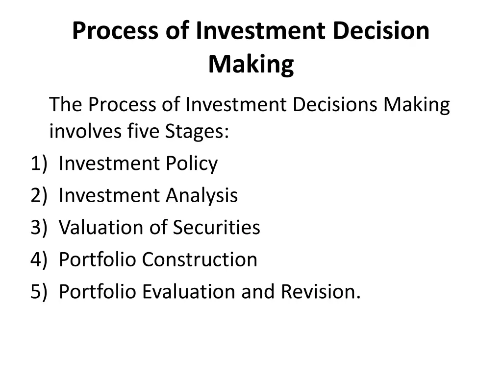 process of investment decision making