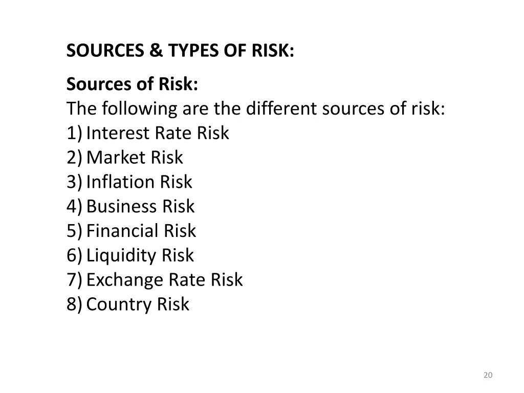 sources types of risk