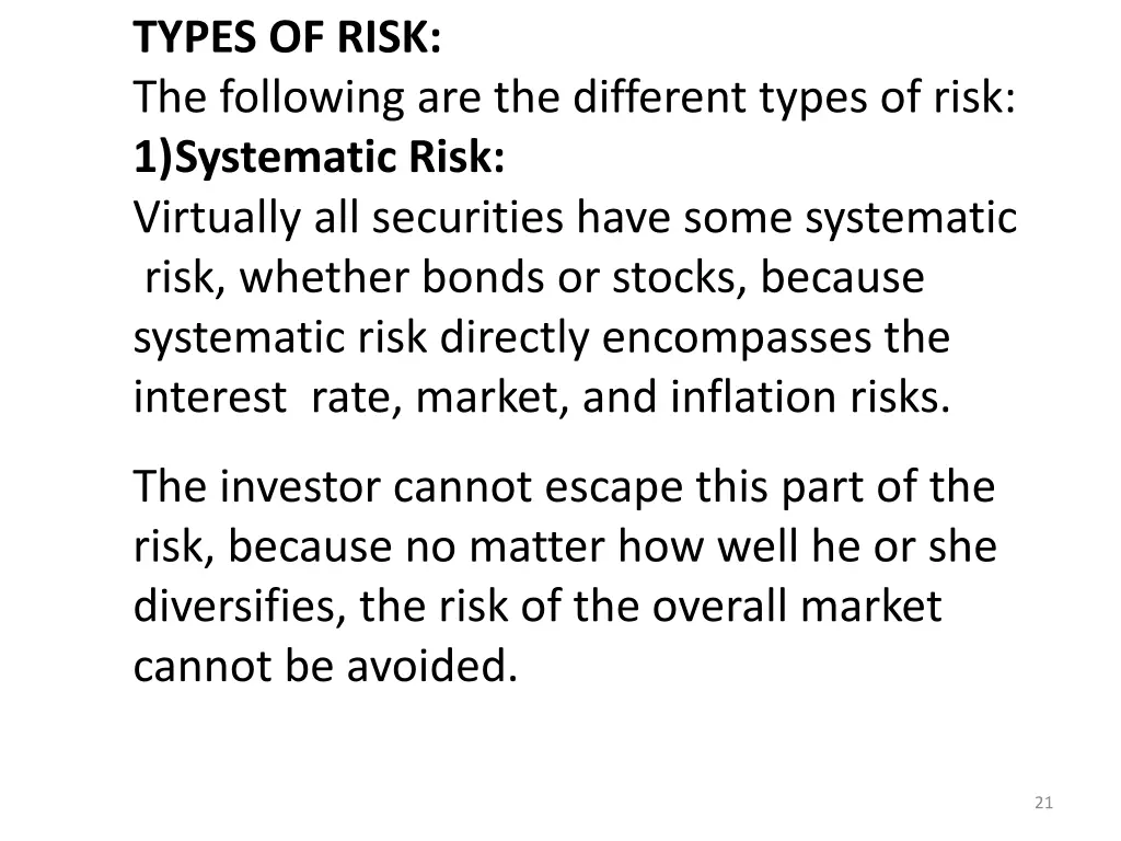 types of risk the following are the different