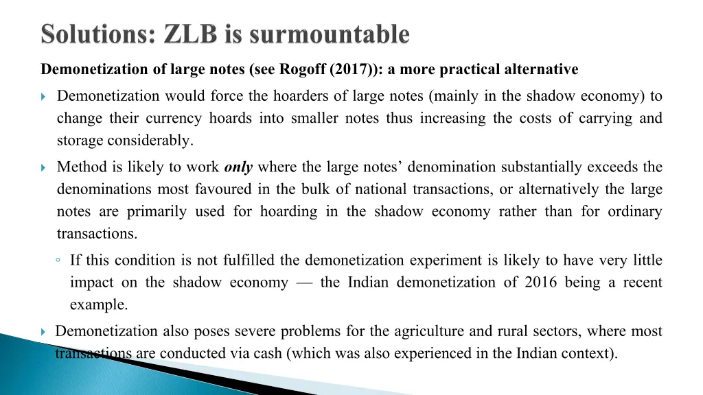 demonetization of large notes see rogoff 2017