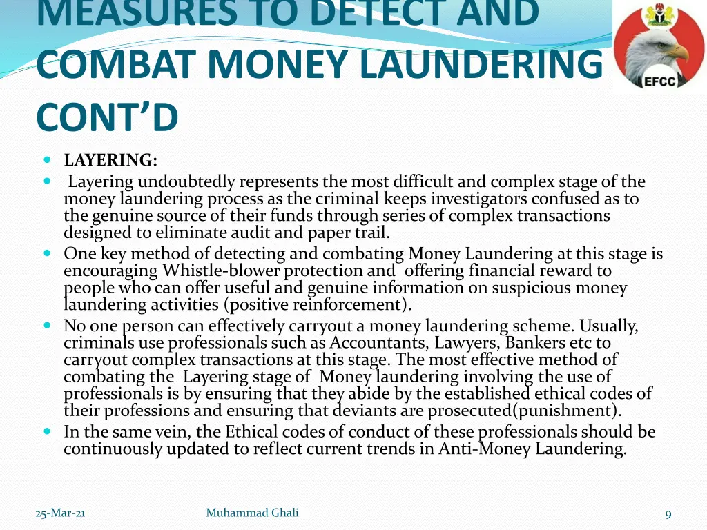 measures to detect and combat money laundering 1