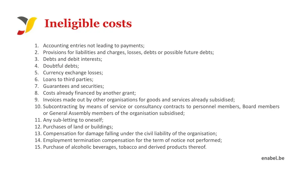 ineligible costs