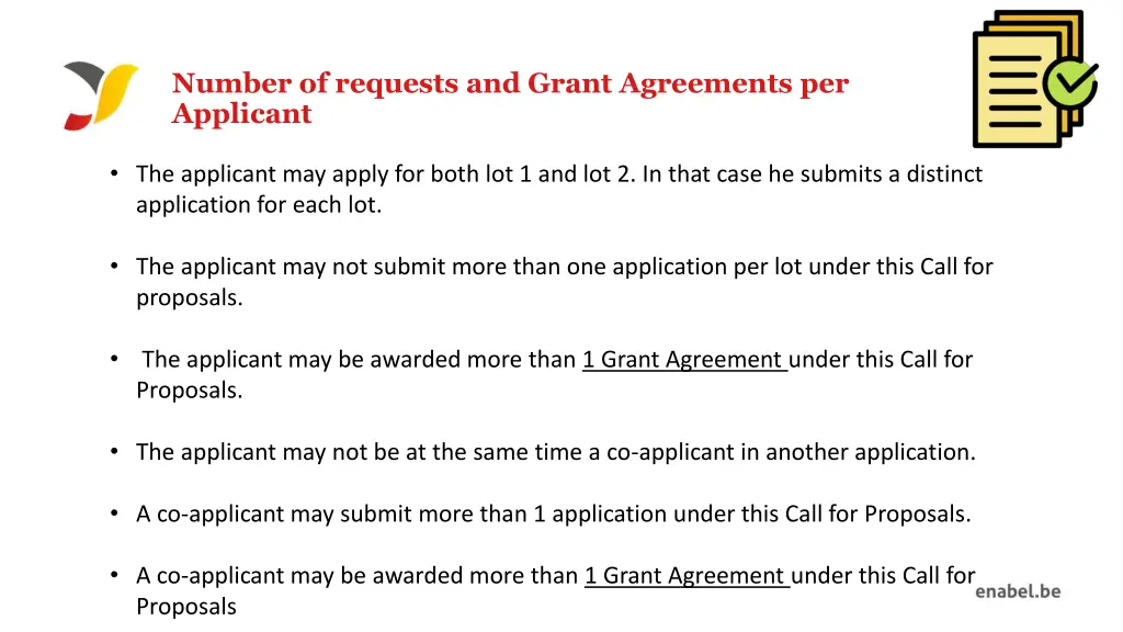 number of requests and grant agreements