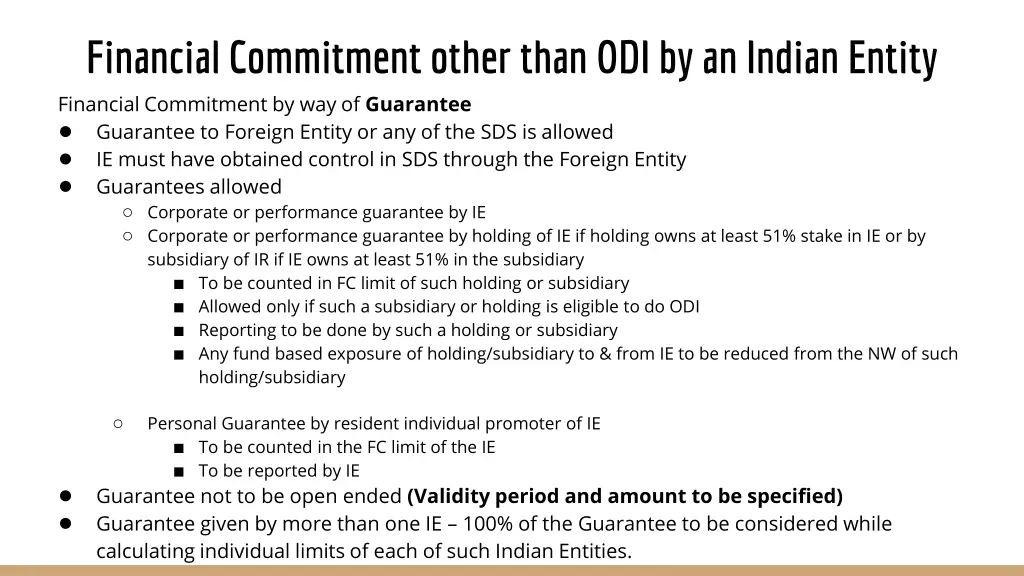 financial commitment other than odi by an indian 1