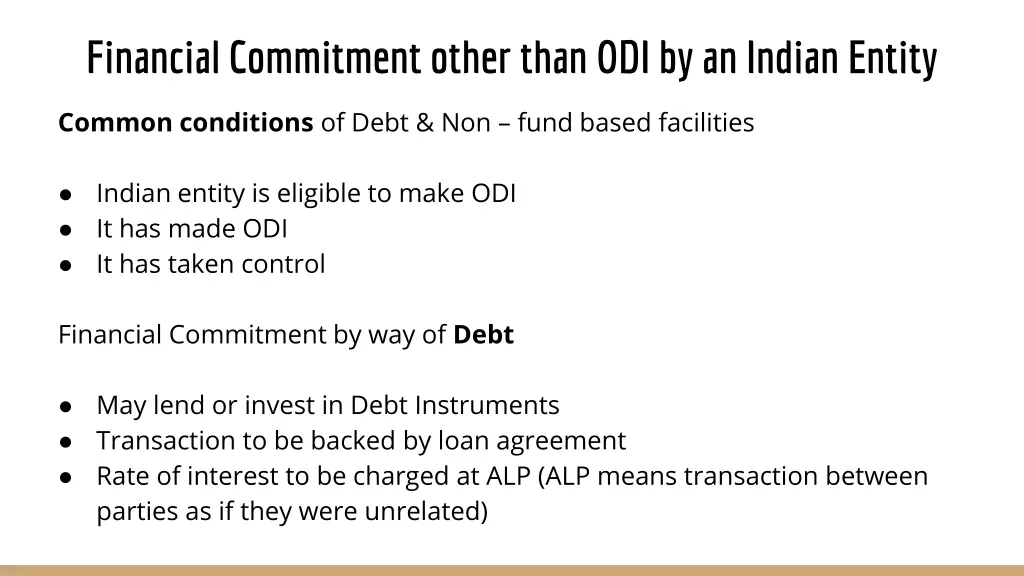 financial commitment other than odi by an indian