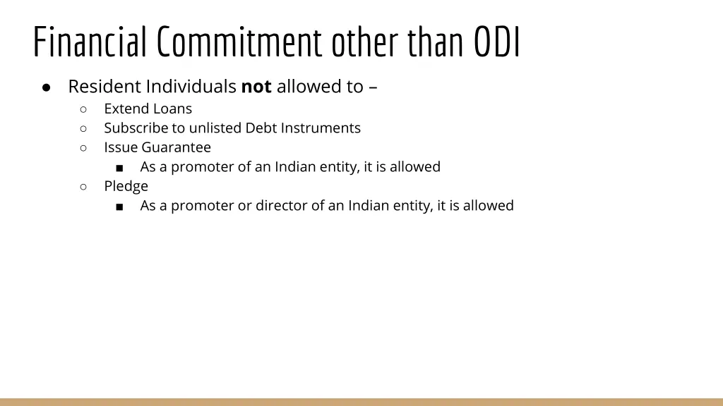 financial commitment other than odi resident