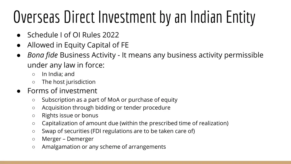 overseas direct investment by an indian entity