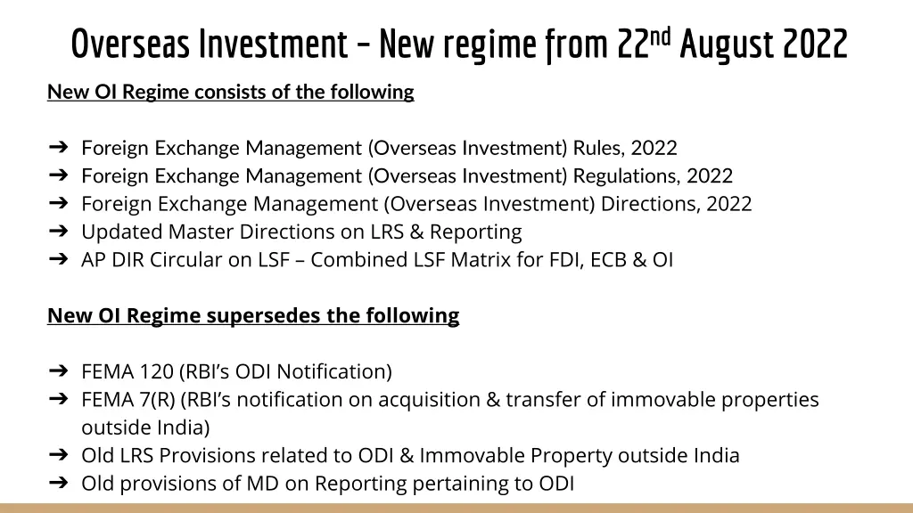 overseas investment new regime from 22 nd august