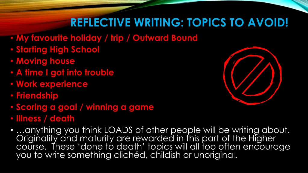 reflective writing topics to avoid my favourite