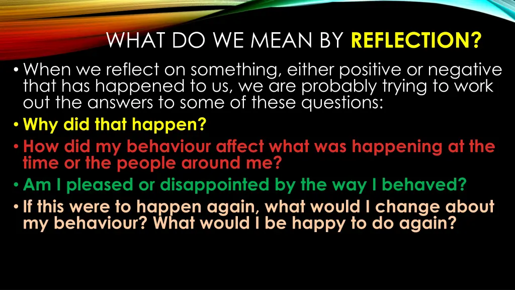 what do we mean by reflection when we reflect