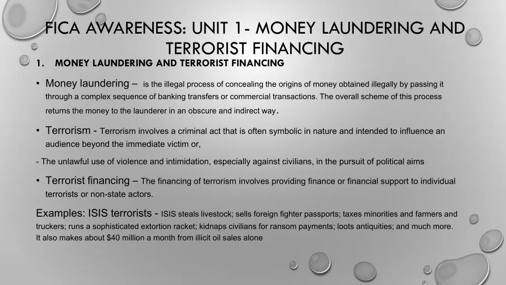 fica awareness unit 1 money laundering