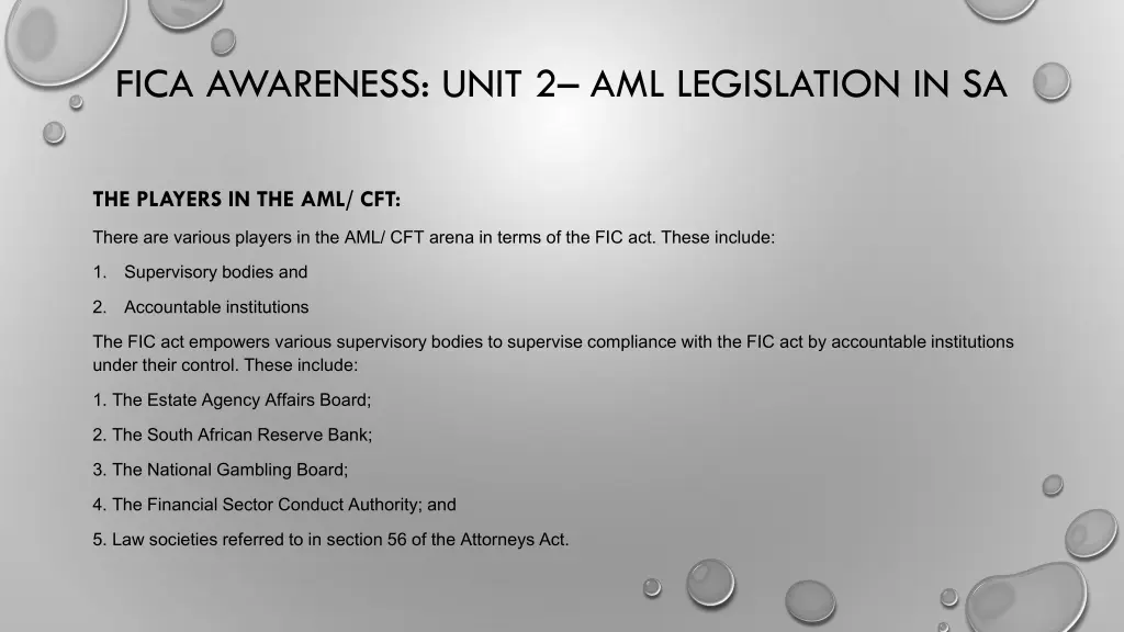 fica awareness unit 2 aml legislation in sa 4