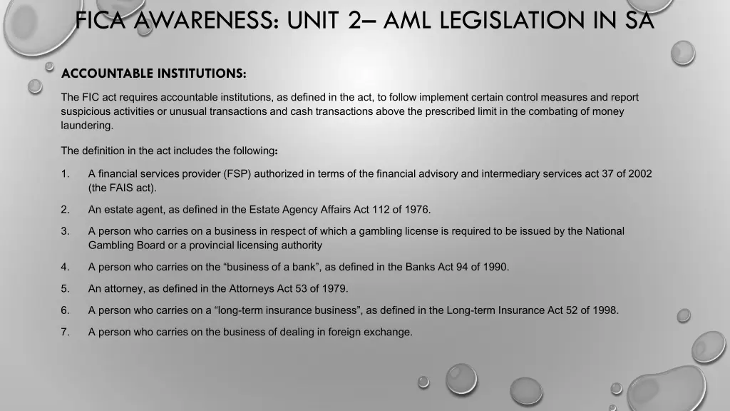 fica awareness unit 2 aml legislation in sa 5