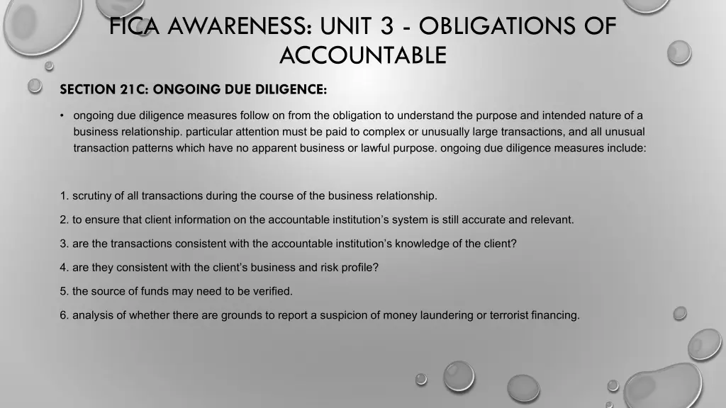 fica awareness unit 3 obligations of accountable 10