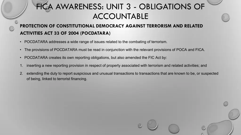 fica awareness unit 3 obligations of accountable 3