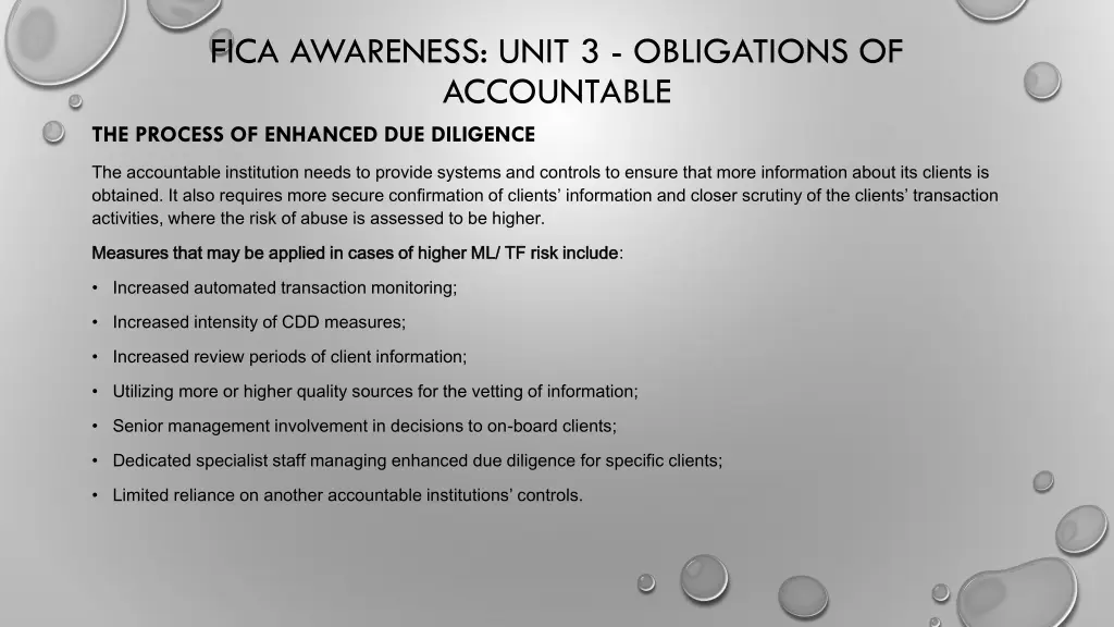 fica awareness unit 3 obligations of accountable 8