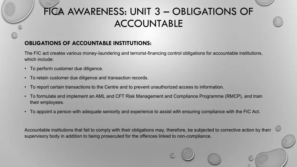 fica awareness unit 3 obligations of accountable