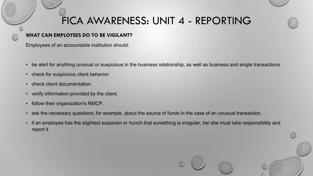 fica awareness unit 4 reporting 6