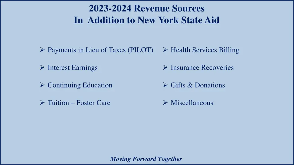 2023 2024 revenue sources in addition to new york