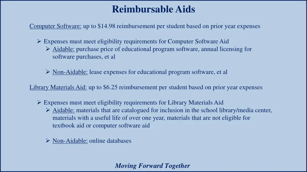 reimbursable aids 1