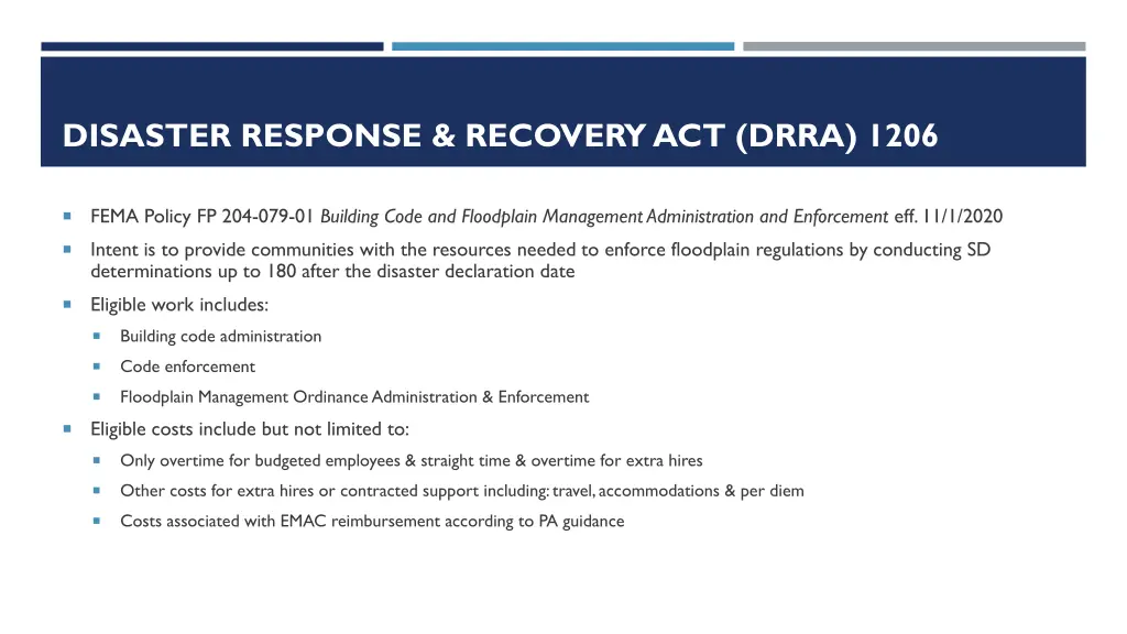 disaster response recovery act drra 1206