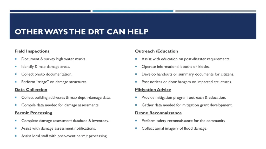 other ways the drt can help