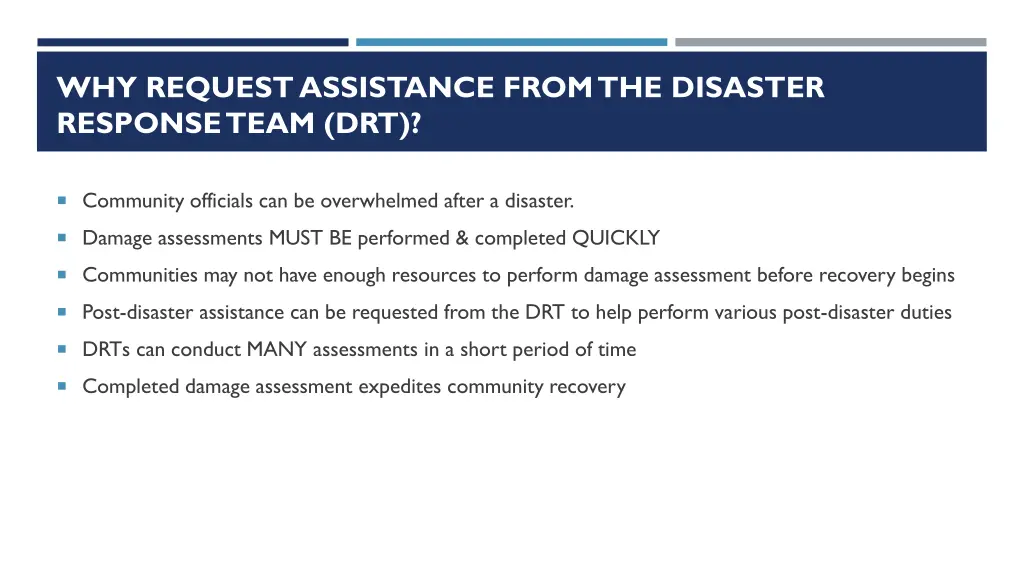 why request assistance from the disaster response