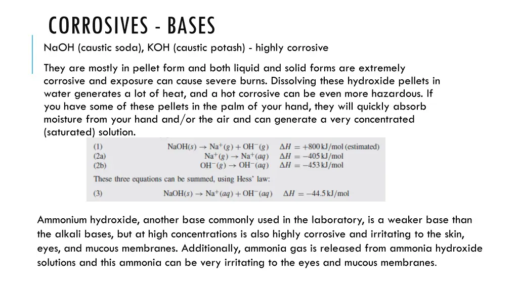 corrosives bases naoh caustic soda koh caustic