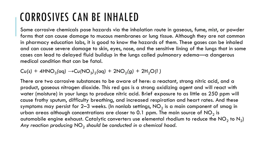 corrosives can be inhaled some corrosive