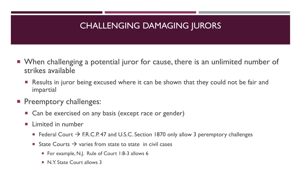 challenging damaging jurors 1