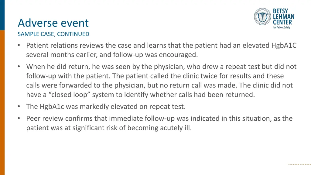 adverse event sample case continued patient