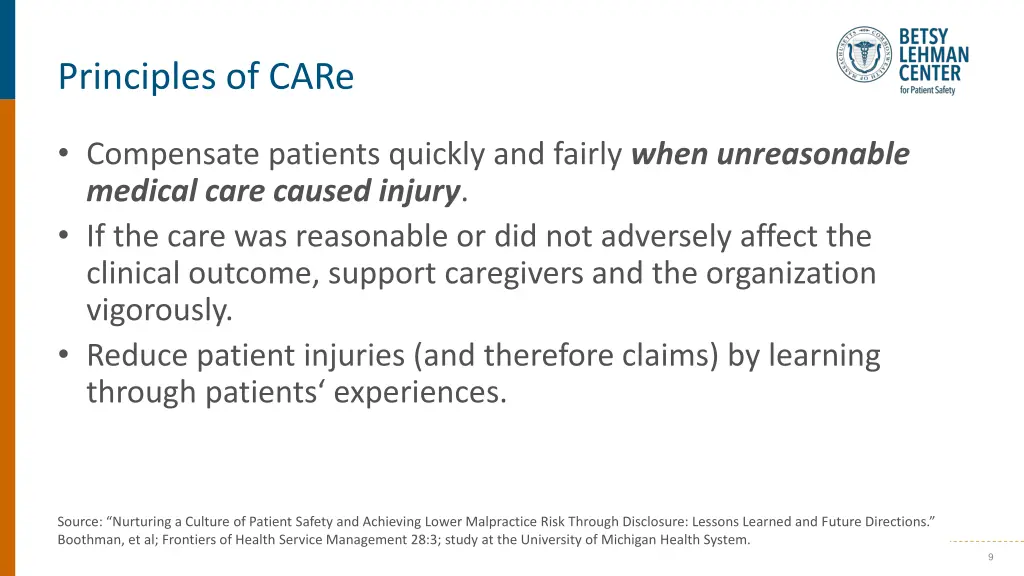 principles of care