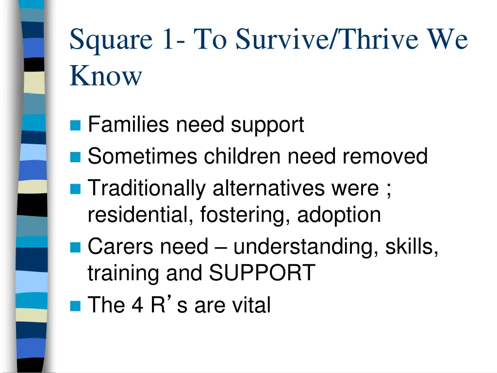 square 1 to survive thrive we know